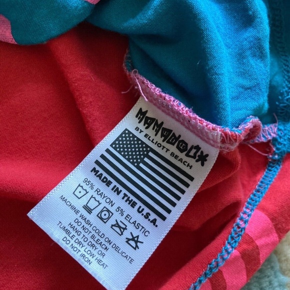 Mamadoux Elliott Beach Art School Crop Top XS pink blue multi color 90s pattern - Picture 6 of 8